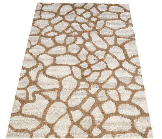 Beige 160X230 cm Teppich 100% Wolle Braun Orientteppich Handgetuftet HT224
