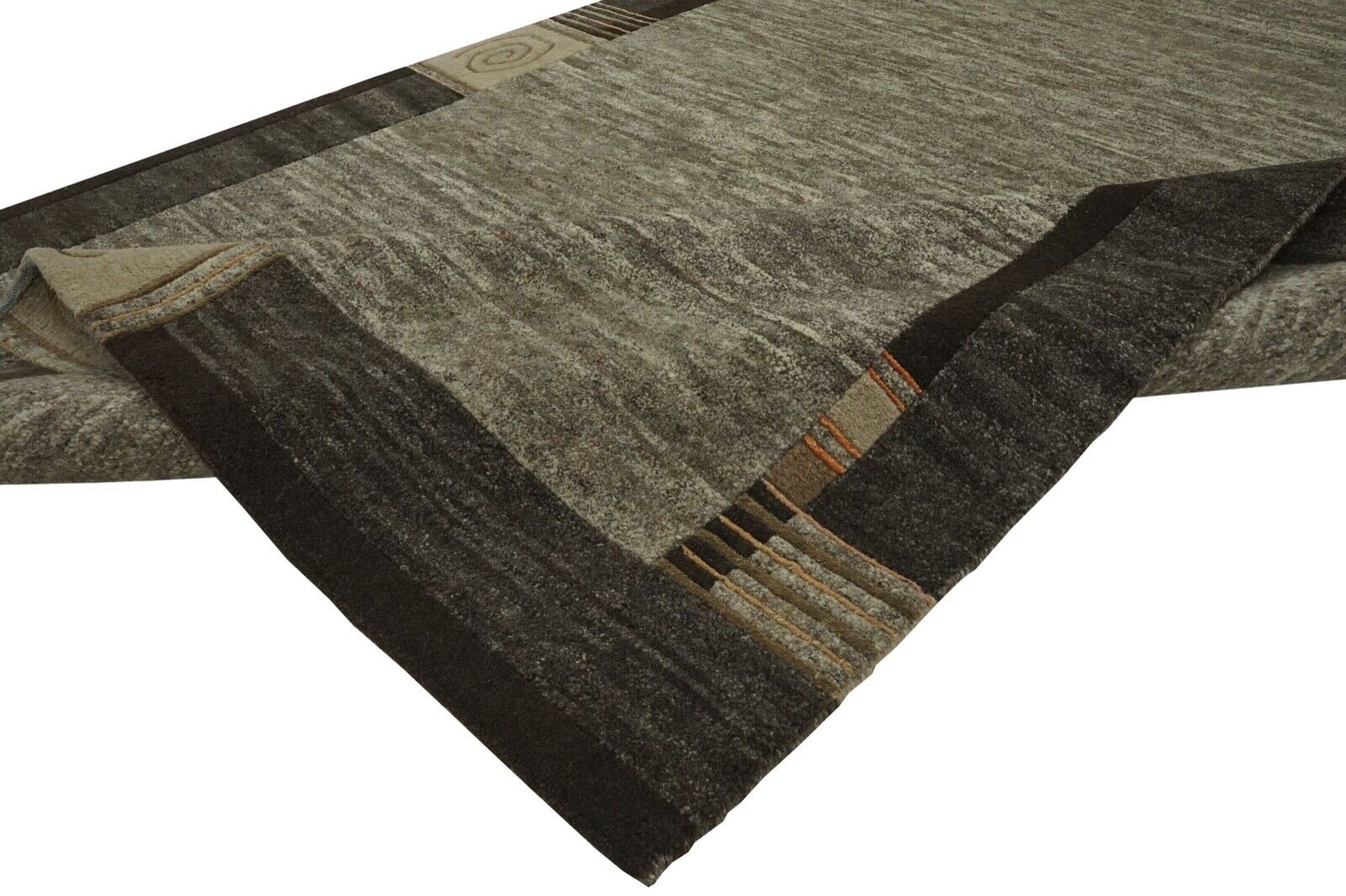 Grau Nepal Teppich Handgeknüpft 100% Wolle Orientteppich 199x293 cm N761