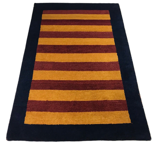 Gabbeh Teppich 120x180 cm Handgeknüpft 100% Wolle Rot Gold Debbich