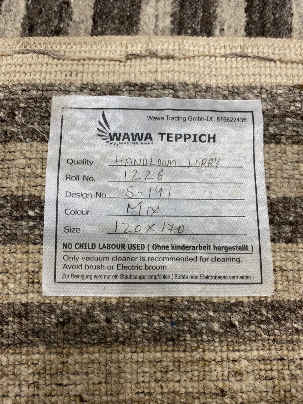Gabbeh Teppich 100% Wolle Braun Beige loom lori Handgewebt 120x170 cm S141