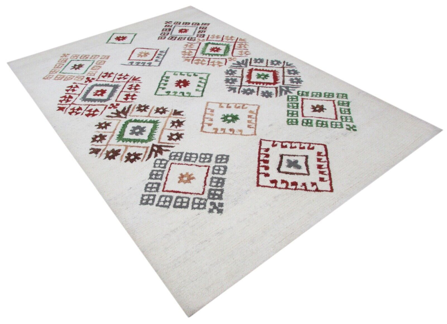 Beige Teppich 100% Wolle 160X230 cm Handarbeit Handgetuftet T843