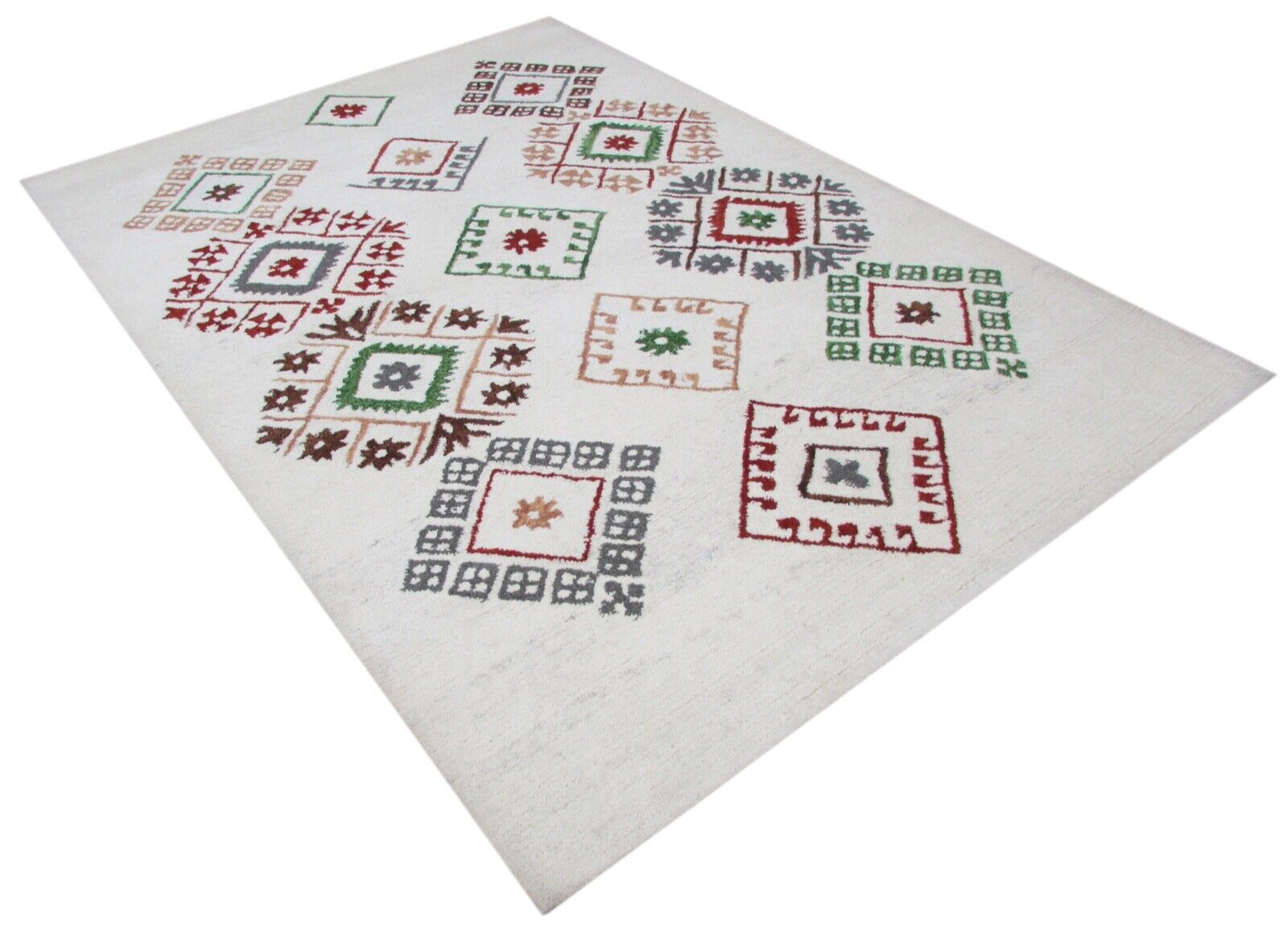 Béžový Teppich 100% Wolle 160X230 cm Handarbeit Handgetuftet T843