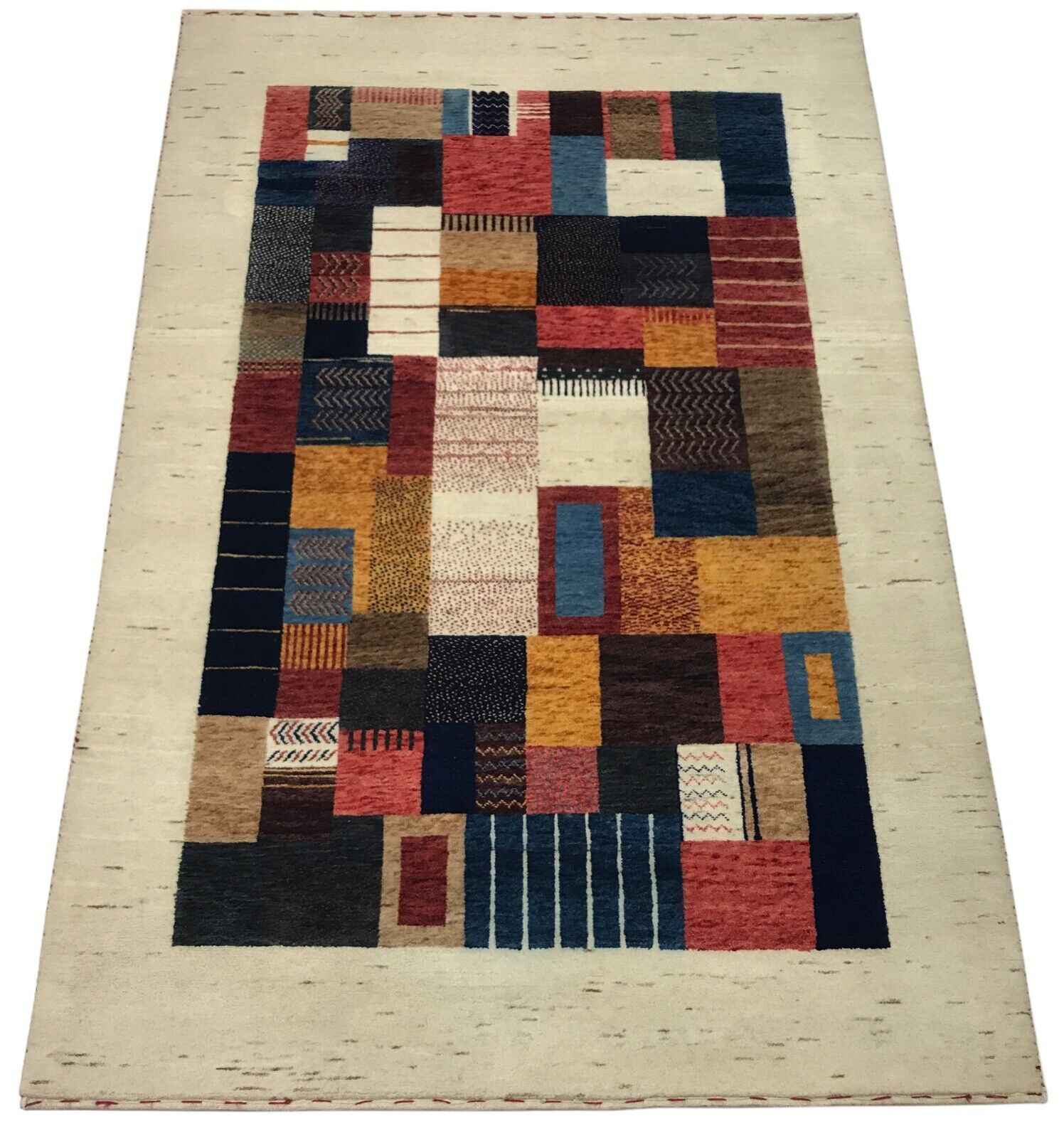 Gabbeh Teppich 127X180 cm Naturfarben beige 100% Wolle Handgeknüpft Hochwertiger