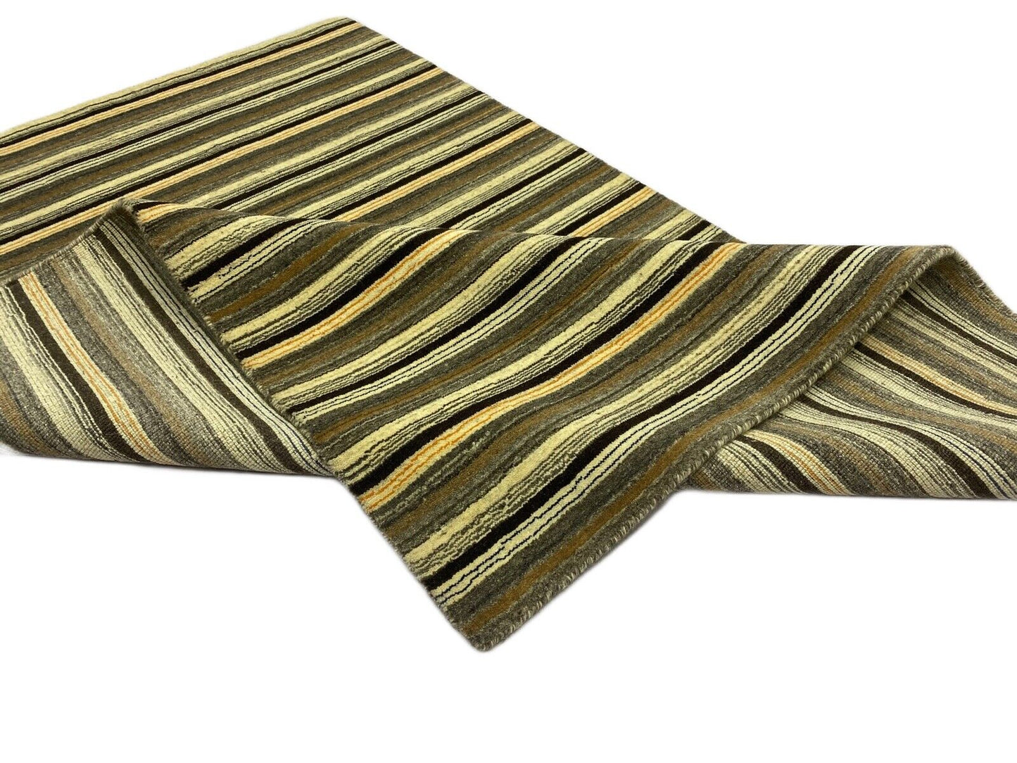 Teppich 100% Wolle Gabbeh Braun Grau Beige loom lori Handgewebt 124x180 cm S68