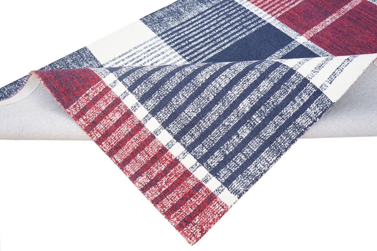 Teppich 100% Wolle Rot Blau Beige 160X230 cm Orientteppich Handgetuftet HT357