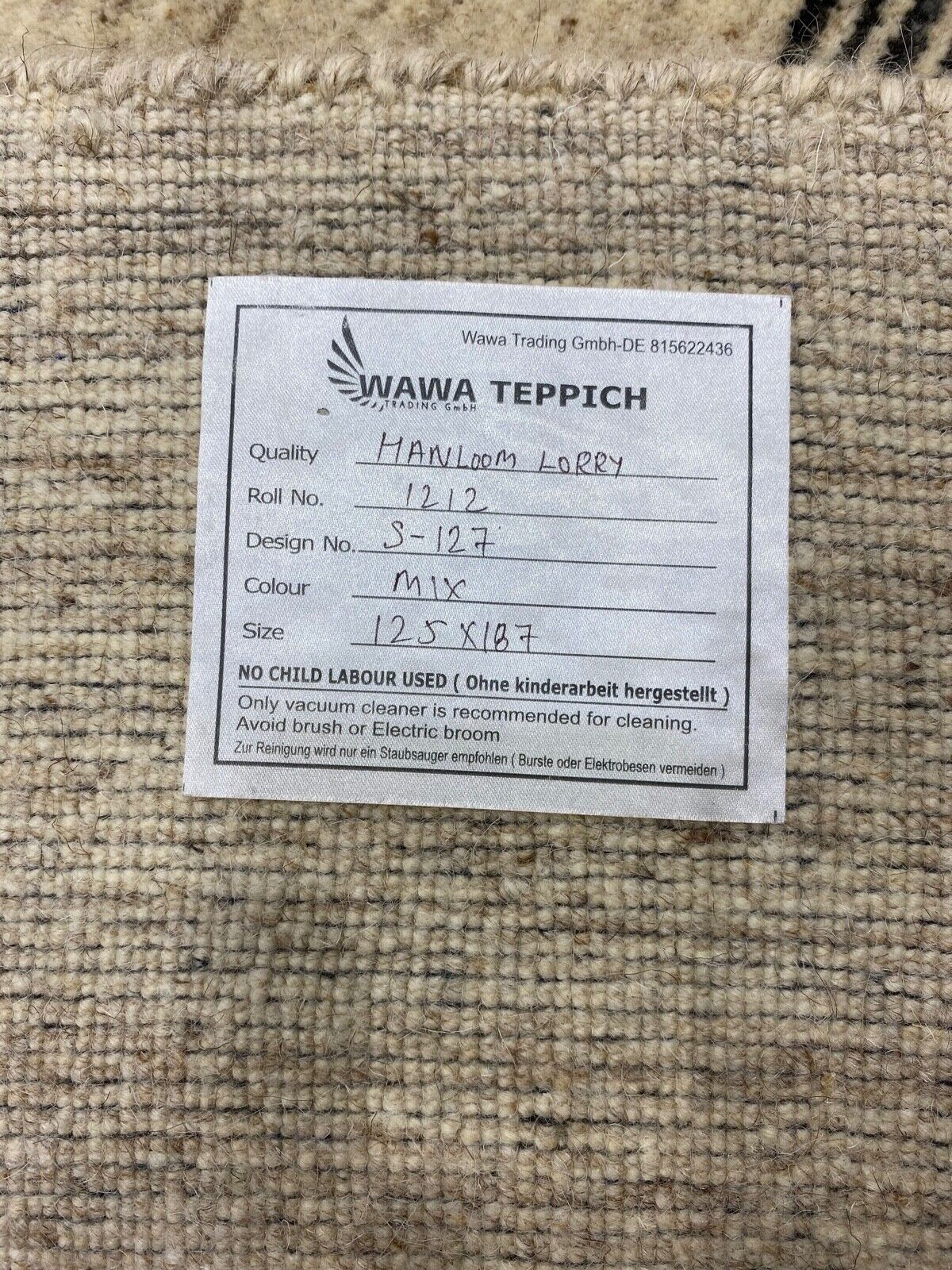 Teppich Gabbeh Beige Grau Braun 100% Wolle lori Handgewebt 125x187 cm S127