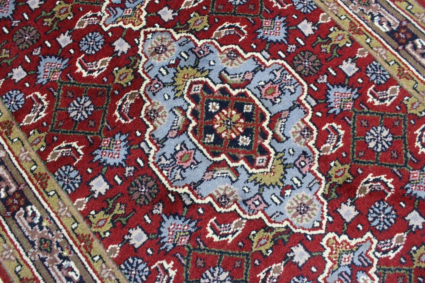 Bidjar Handgeknüpft Teppich 100% wolle Rot Blau 111x200 cm Orientteppich D14