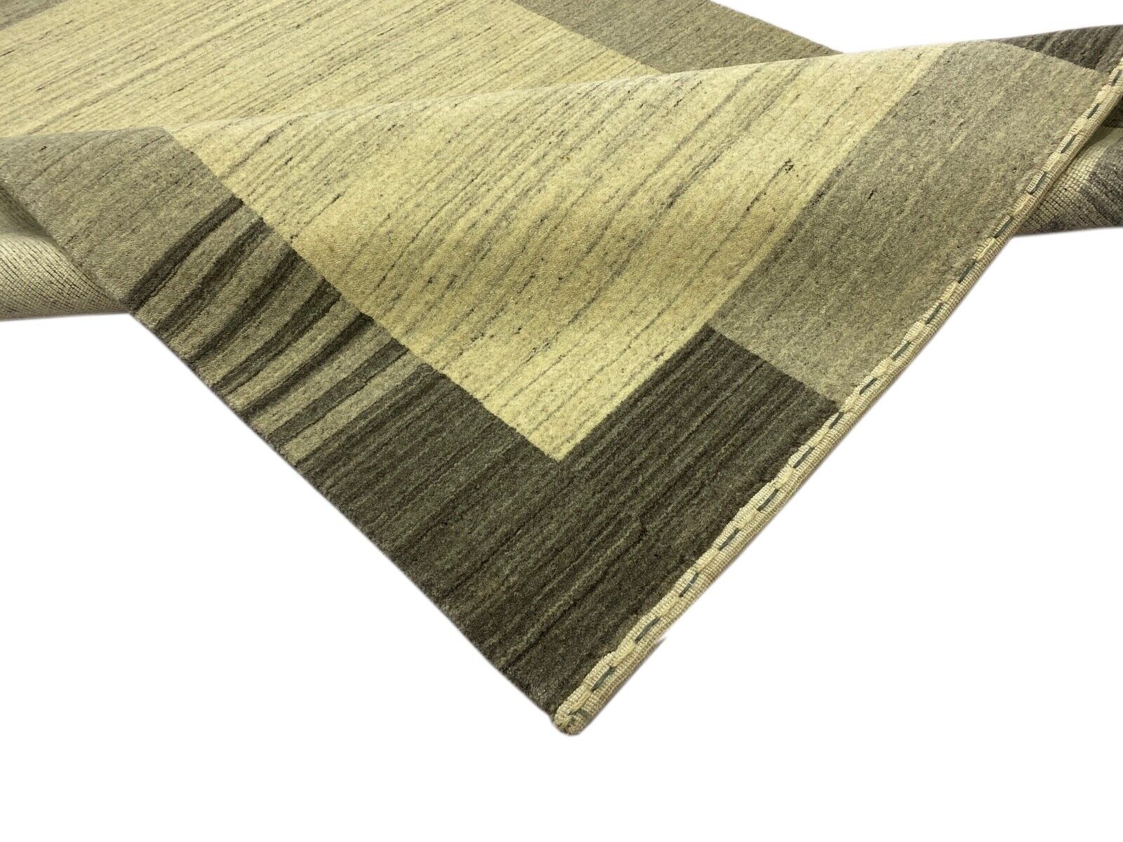Teppich 100% Wolle Grau Beige lori Handgewebt 120x187 cm Naturwolle S122