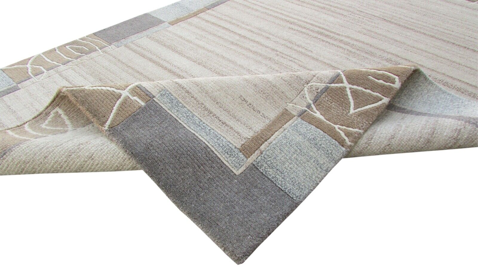 Nepal Teppich Handgeknüpft Braun Grau 100% Wolle Orientteppich 163x231 cm N-5