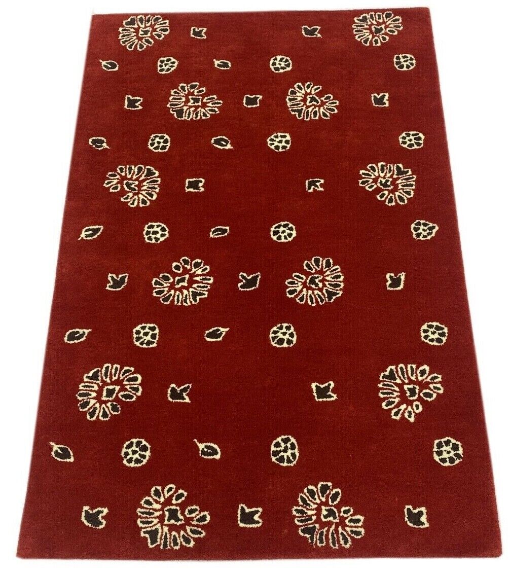 Rot Designer Teppich 100X150 CM Handarbeit 100% Wolle Handgetuftet WT2