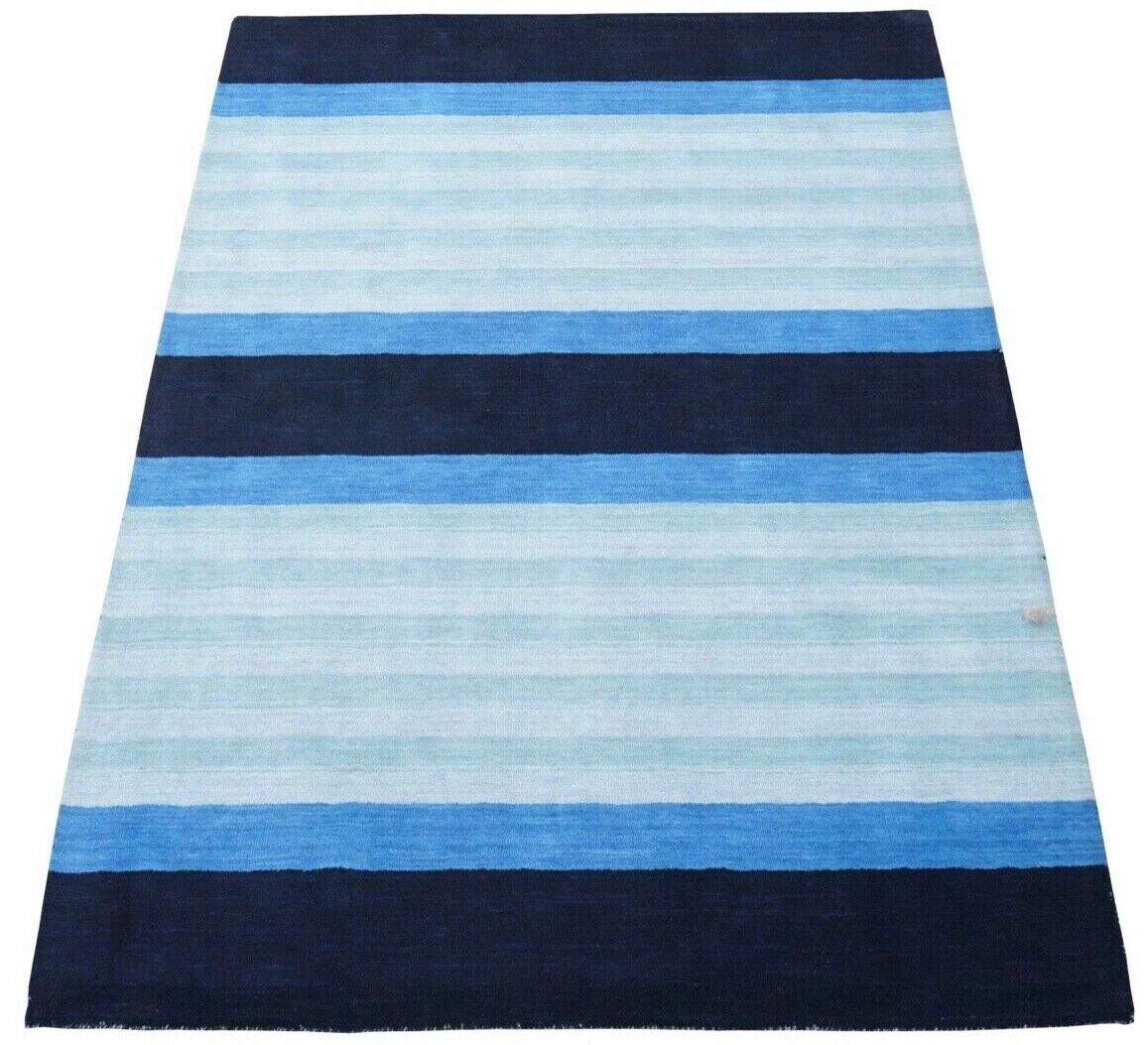 Blau Teppich 100% Wolle 160X230 cm Beige Orientteppich Handgetuftet HT271