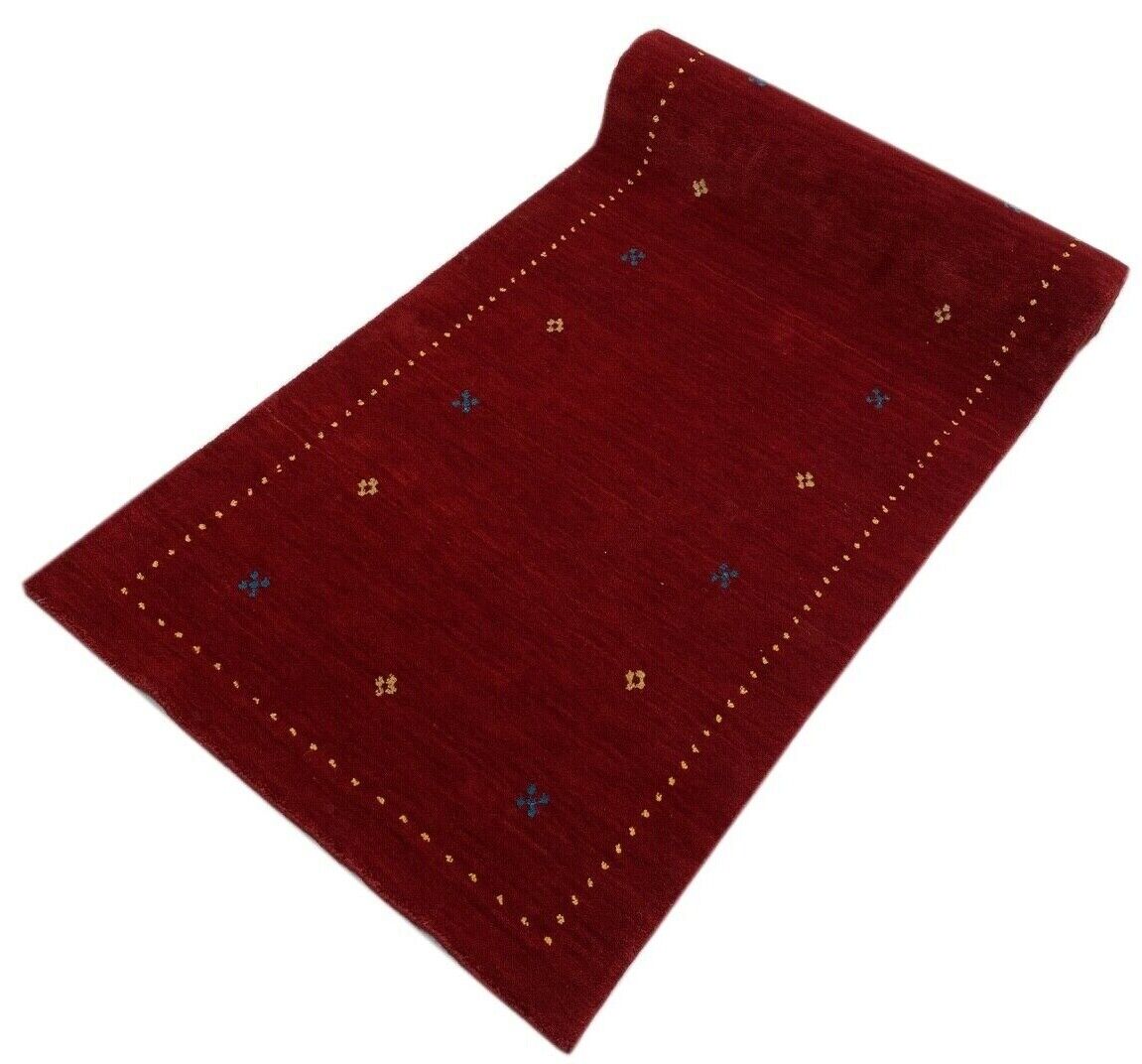 Teppichläufer Rot Gabbeh Läufer Teppich 100% Wolle Handgefertigt 90X300 cm WR61