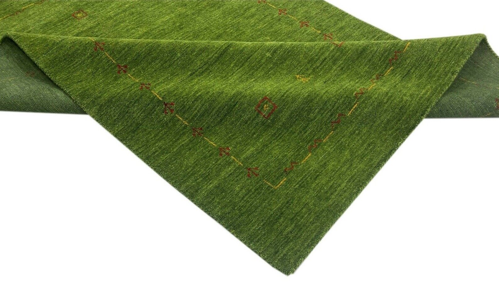 Grün Gabbeh Teppich 100% Wolle 170x240 cm Wohnzimmer Orient Handgewebt W4