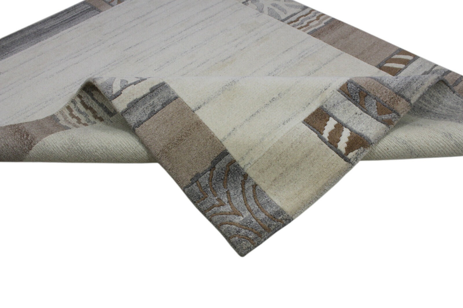 Nepal Teppich Handgeknüpft Braun Grau 100% Wolle Orientteppich 163x223 cm N6