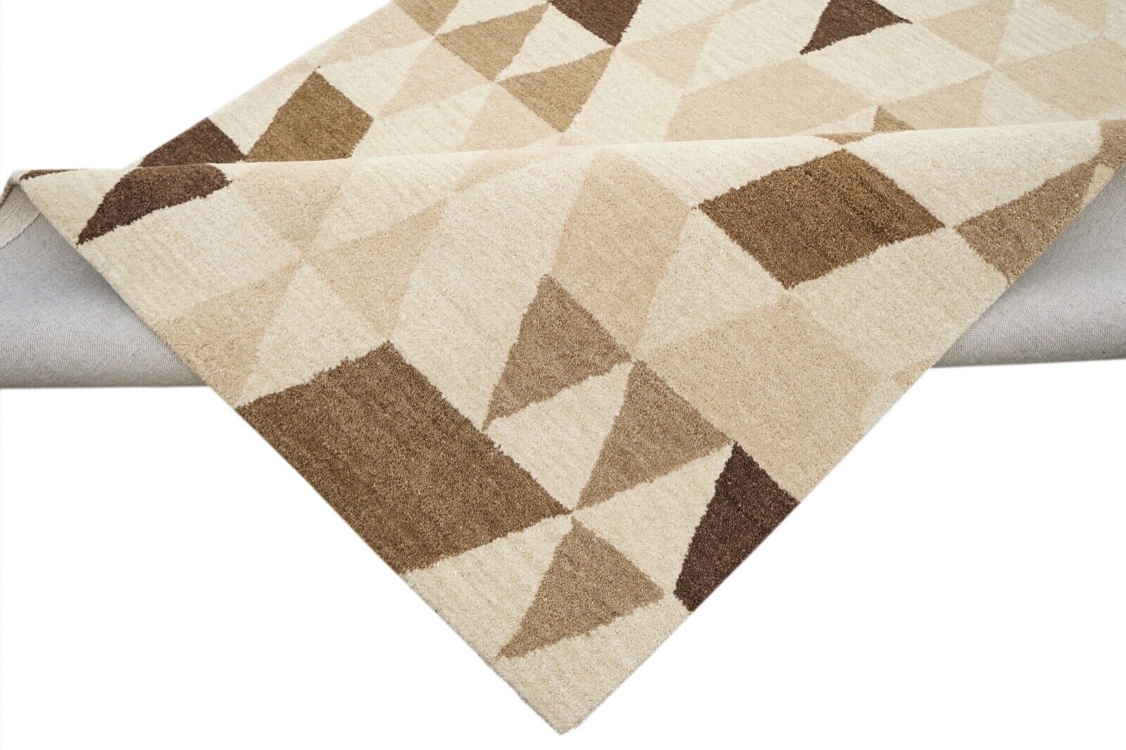 Beige Braun160x230 cm Teppich 100% Wolle Orientteppich Handgetuftet HT197