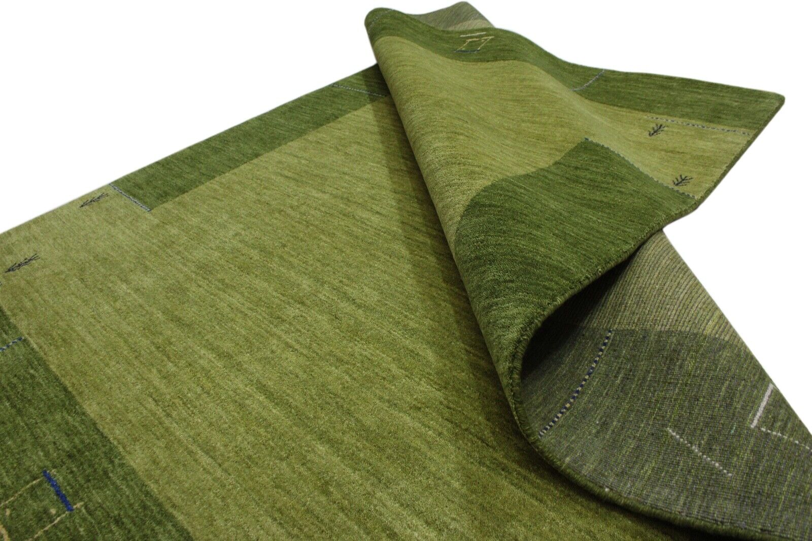 Gabbeh Teppich Grün 100% Wolle Handgewebt Orientteppich Lori 170x240 cm WR110