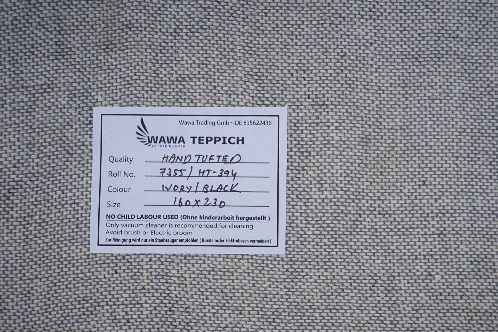 Elfenbeinfarbe Teppich 100% Wolle 160X230 cm Orientteppich Handgetuftet HT394
