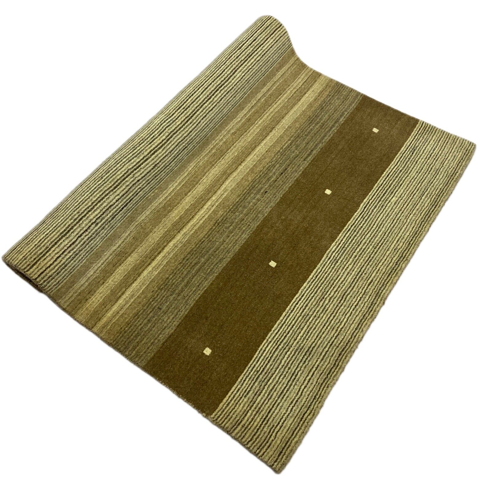 Gabbeh Teppich 100% Wolle Braun Beige loom lori Handgewebt 128x182 cm S140