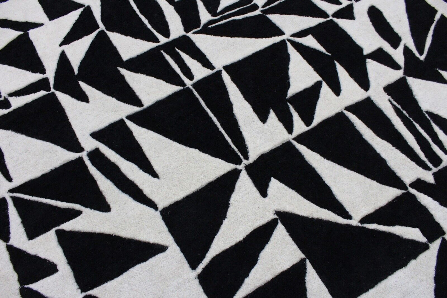 Schwarz Beige 100% Wolle Teppich 170X240 CM Handarbeit Handgetuftet ME4