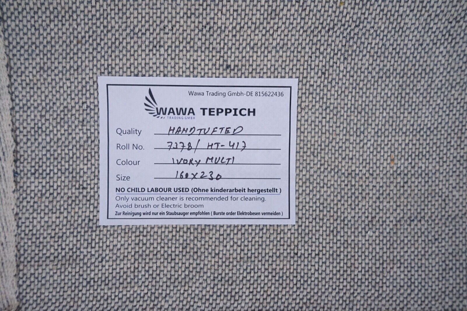 Teppich 100% Wolle Bunt Beige 160X230 cm Blau Orange Handgetuftet HT417u