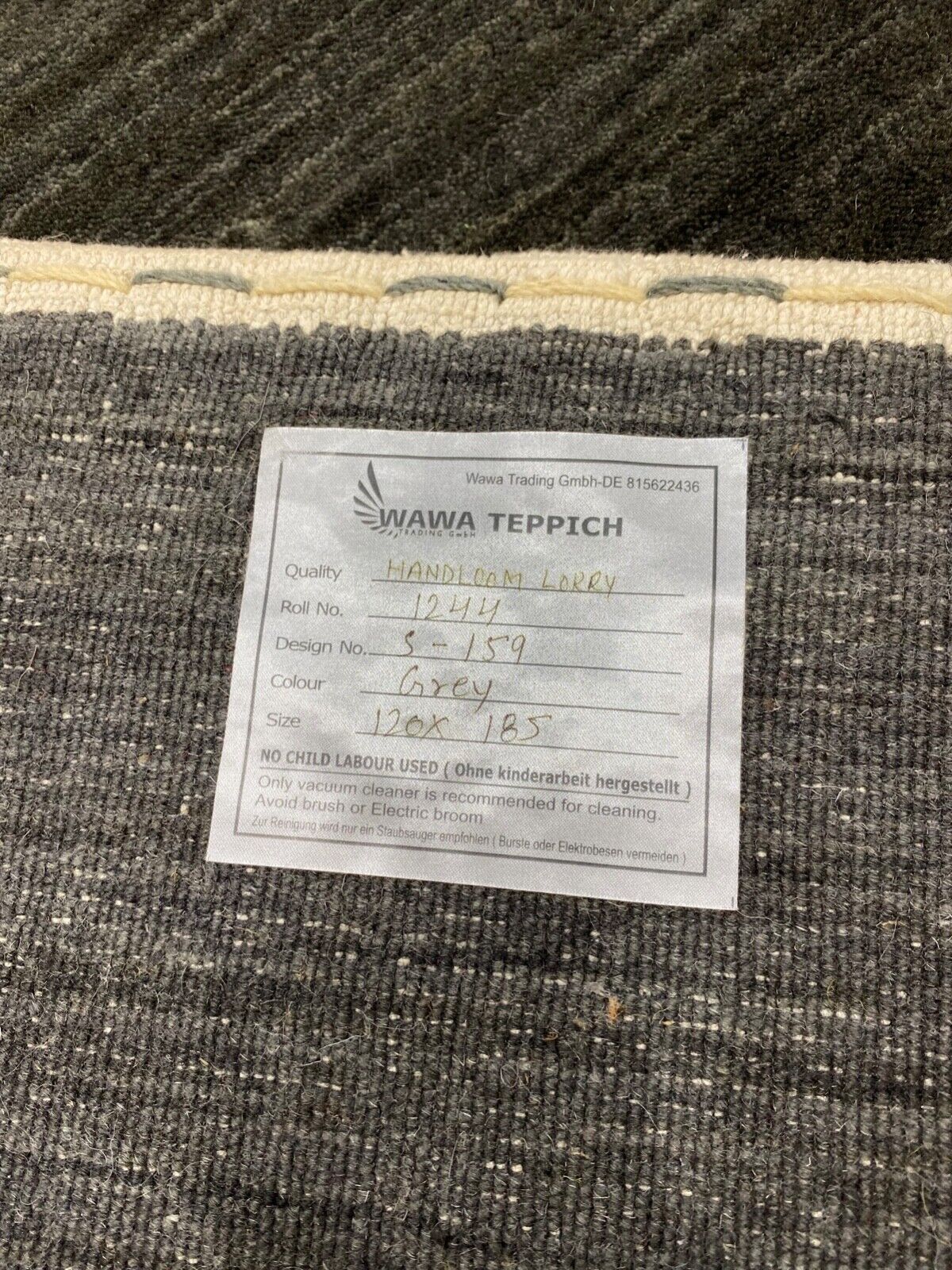 Siva preproga Gabbeh, 100 % volna, statve lori, ročno tkana, 120 x 185 cm, S159