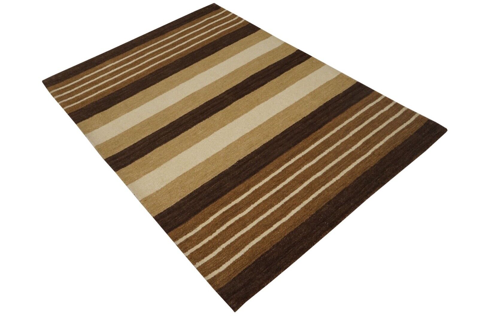 Braun Beige140X200 cm Teppich 100% Wolle Orientteppich Handgetuftet HT599