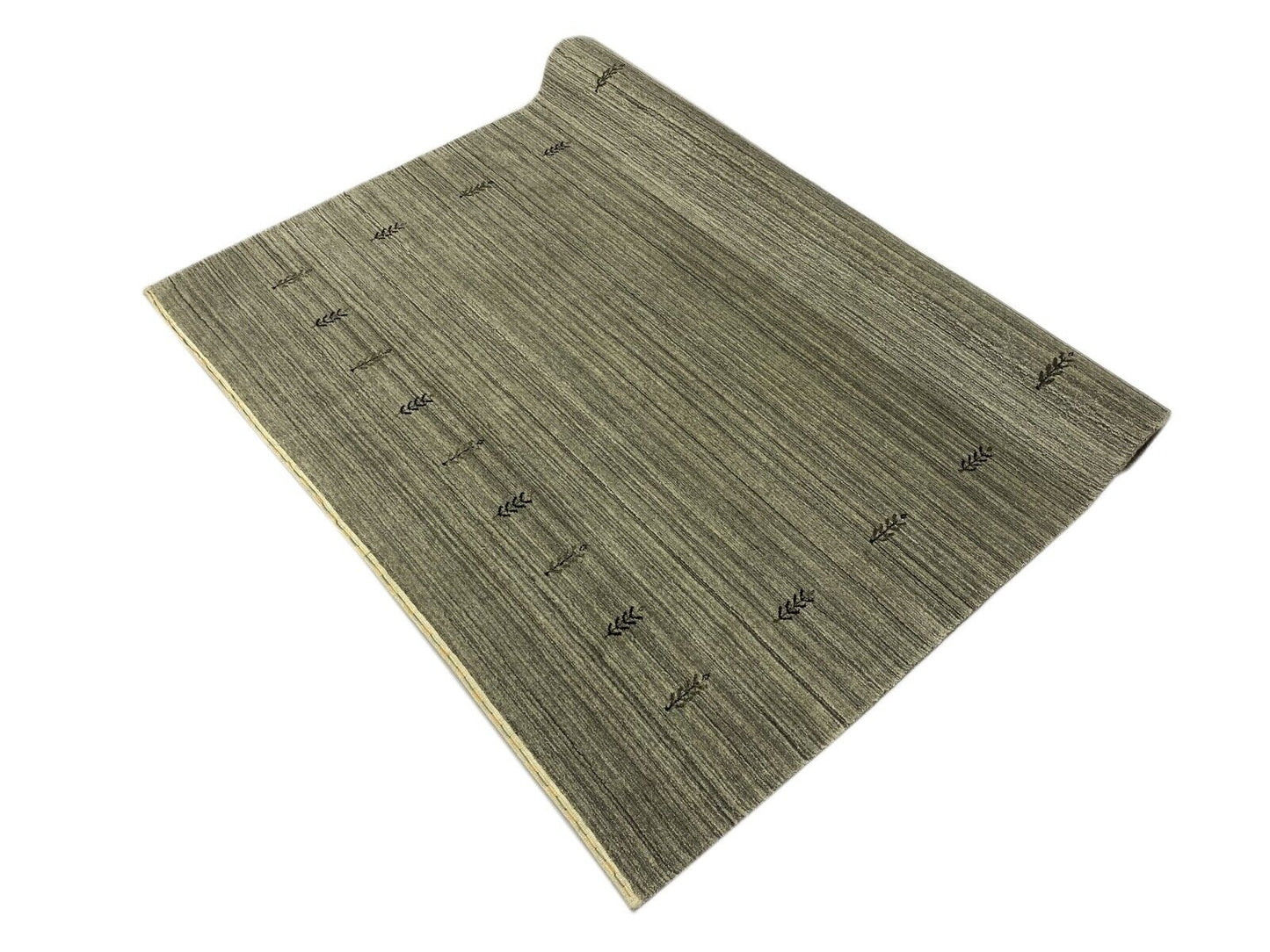 Silber Grau Wohnzimmer Gabbeh Teppich 100% Wolle 162x242 cm Handgewebt WR82