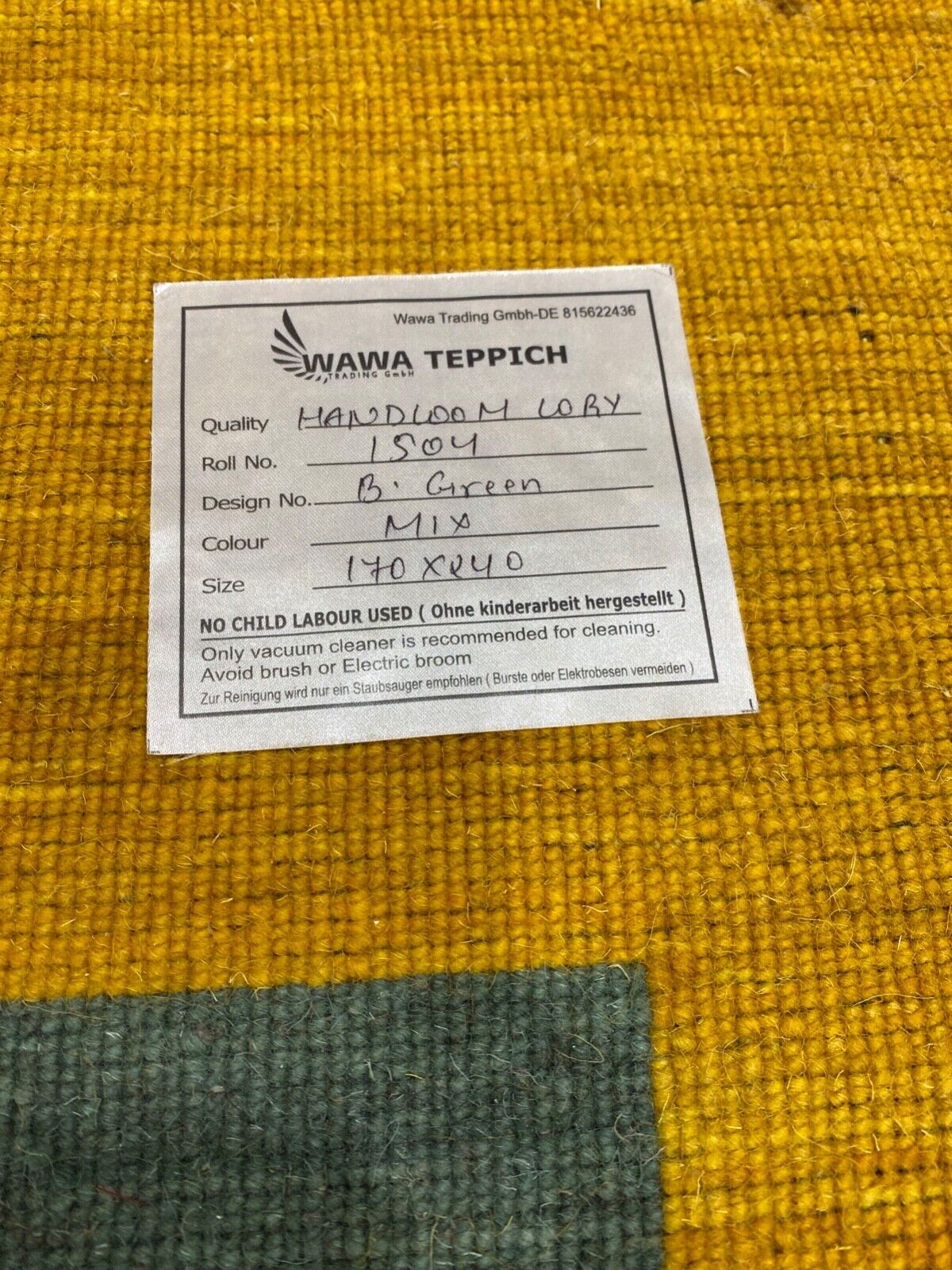 Gabbeh Teppich 100% Wolle 170x240 cm Grün Rot Handgewebt Orientteppich Bunt