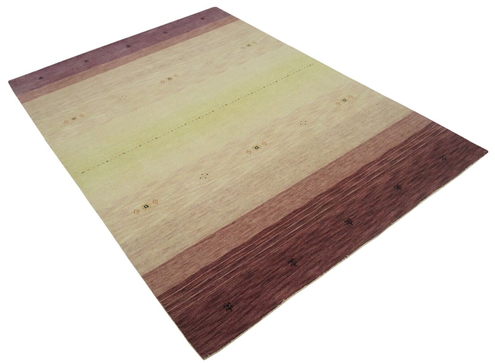 Gabbeh Teppich Rosa Beige 100% Wolle 170x240 cm Loom Handgewebt Lr496