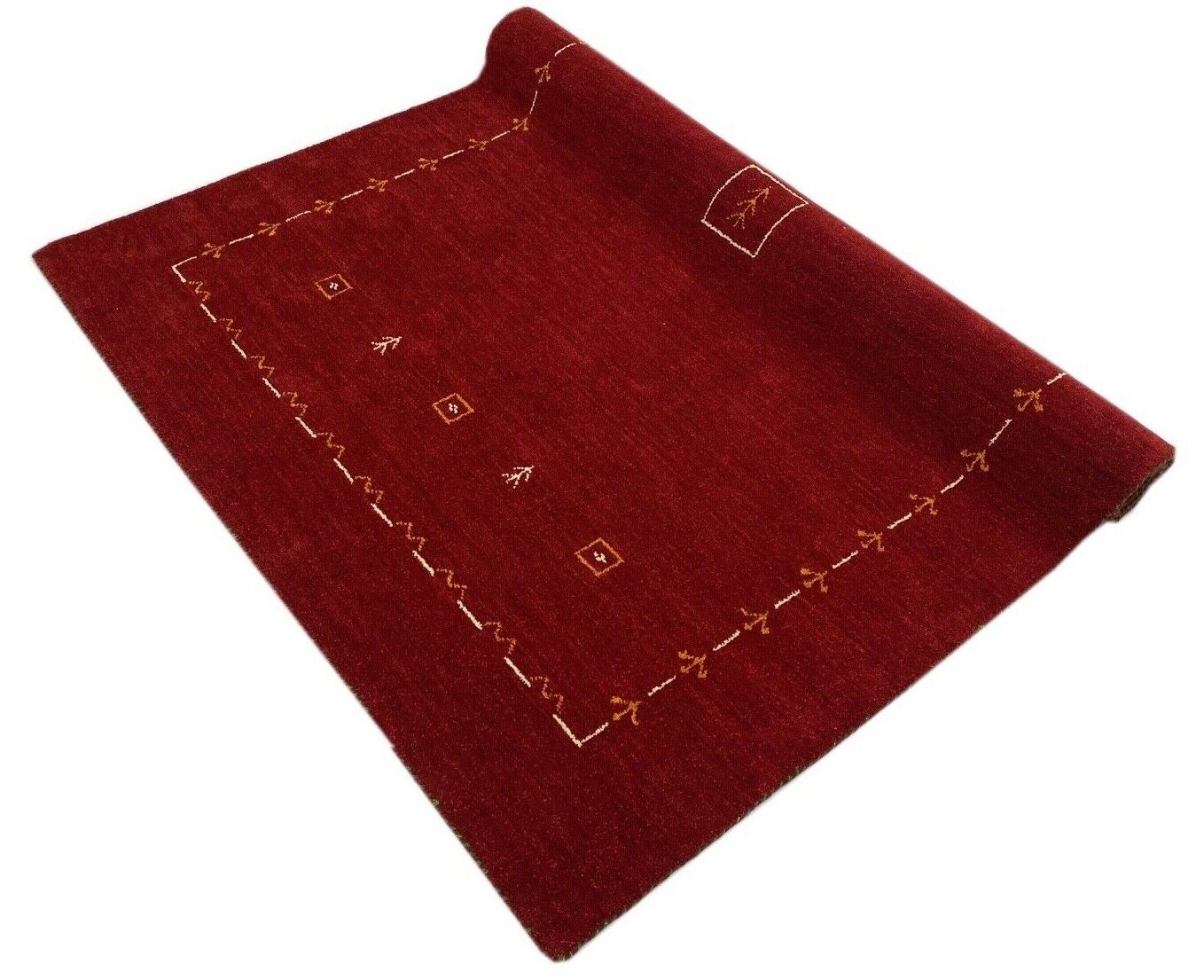 Rot Gabbeh Wohnzimmer Teppich 100% Wolle 170x240 cm Orient Handgewebt W6