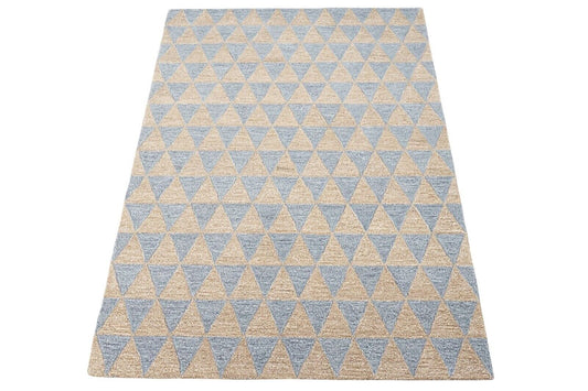 Beige Blau 160X230 cm Teppich 100% Wolle Orientteppich Handgetuftet HT330