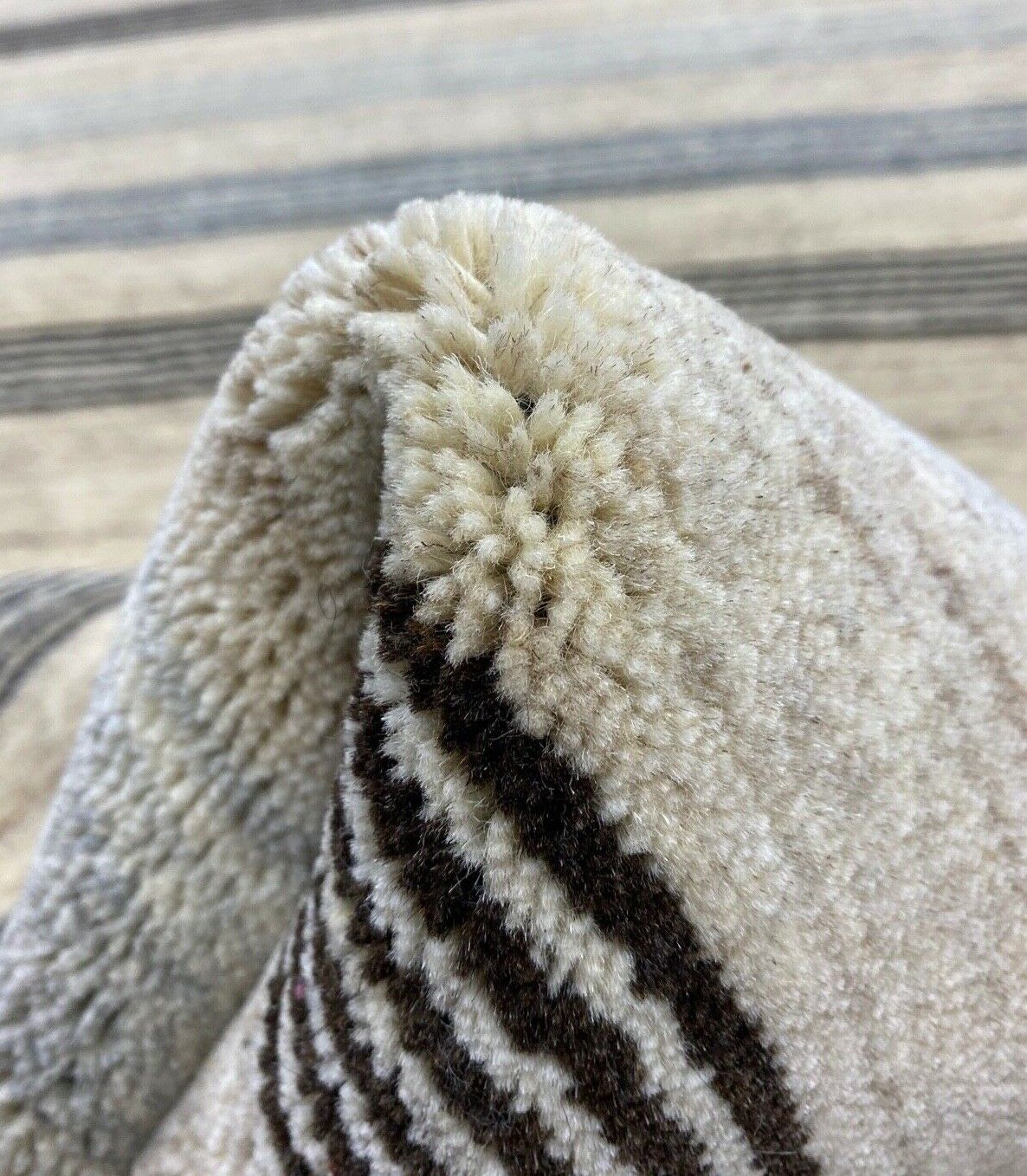 Teppich Gabbeh Beige Grau Braun 100% Wolle lori Handgewebt 125x187 cm S127