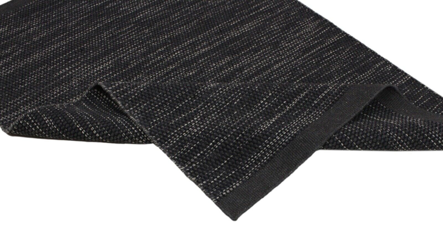 Anthrazit 100% wolle Teppich Flachgewebe 120x180 cm Kilim  Schwarz Handgewebt
