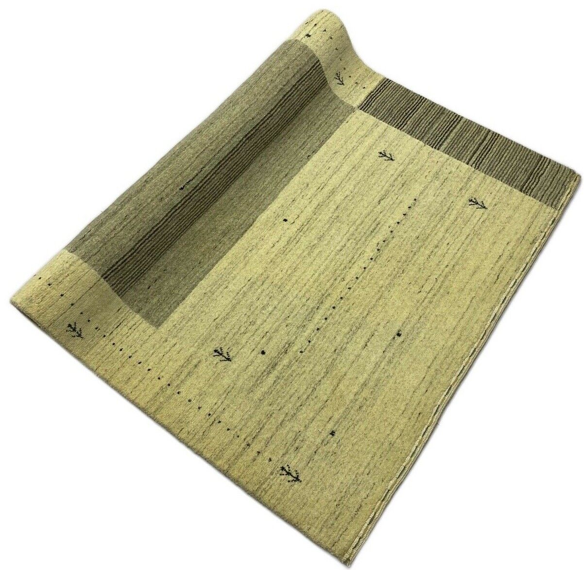 Gabbeh Teppich 100% Wolle Grau Beige loom lori Handgewebt 120x180 cm S25