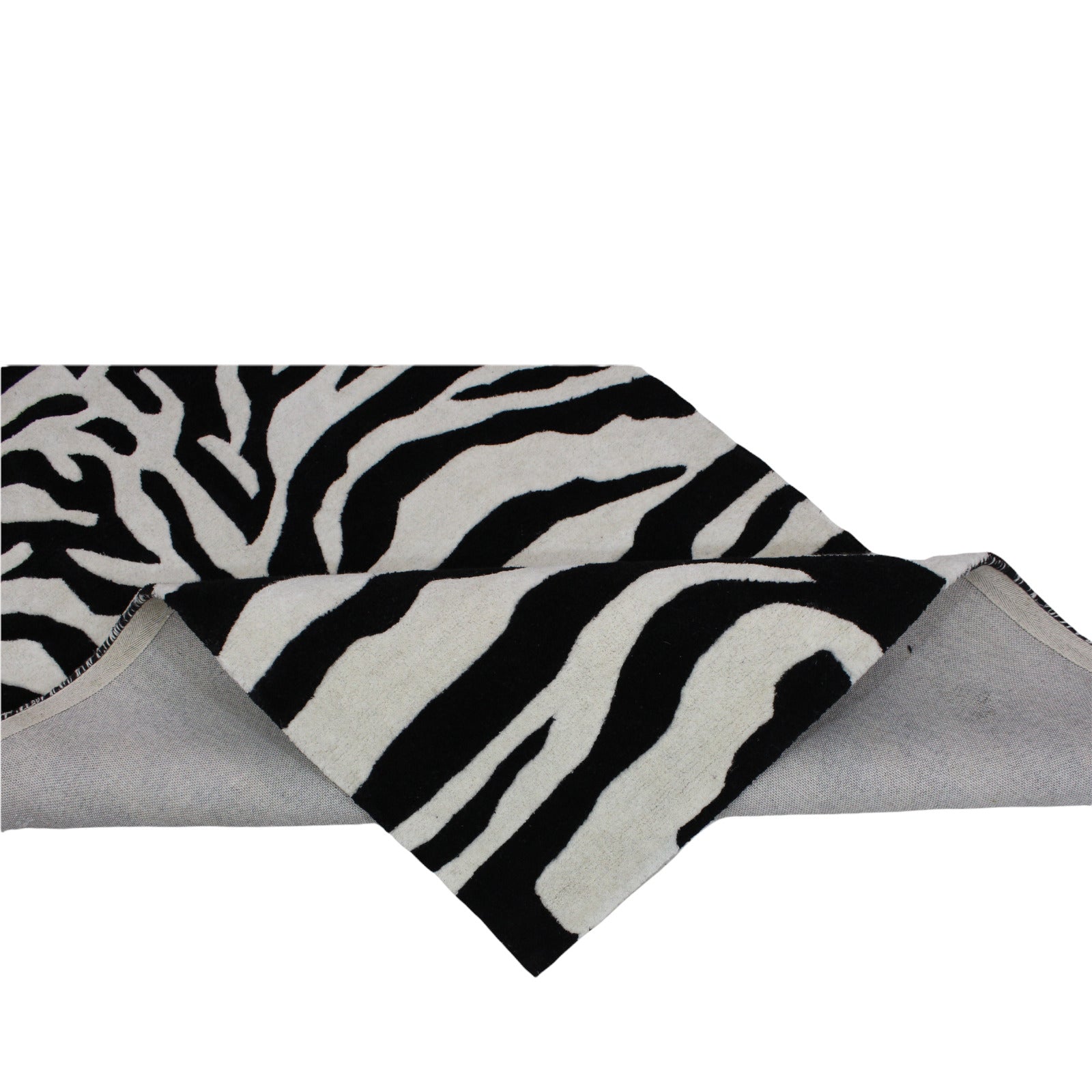 Schwarz Beige 100% Wolle Teppich 120X180 CM Handarbeit Handgetuftet ME5