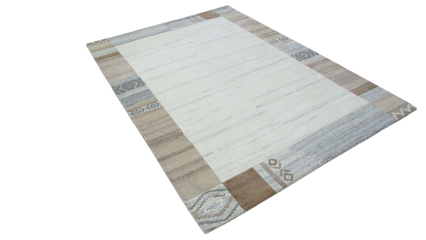 Nepal Teppich Handgeknüpft Beige 100% Wolle Orientteppich Braun 160X220 cm N-147