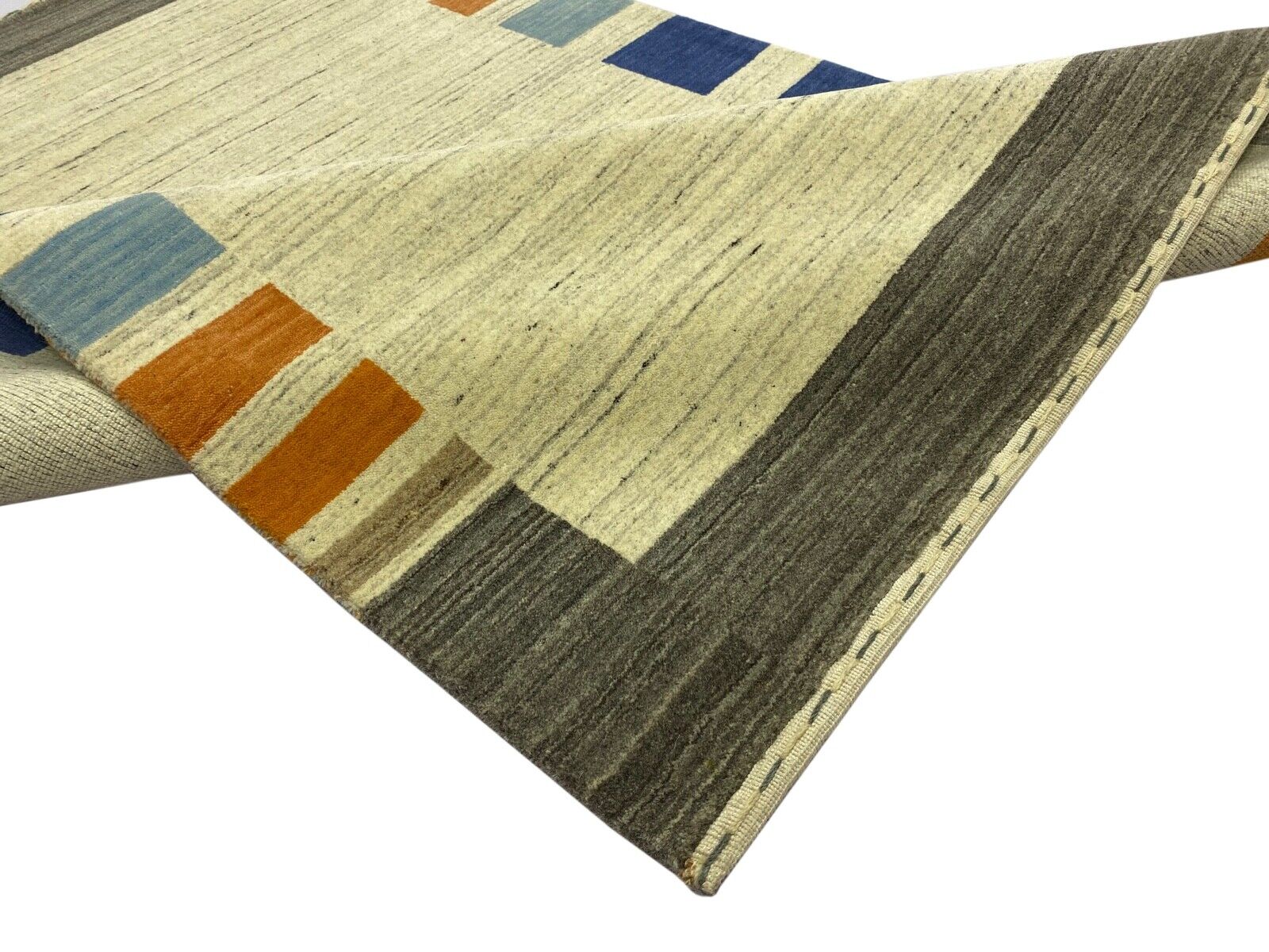 Gabbeh-tæppe, 100% uld, beige/brun, loom lori, håndvævet, 122x187 cm, S35