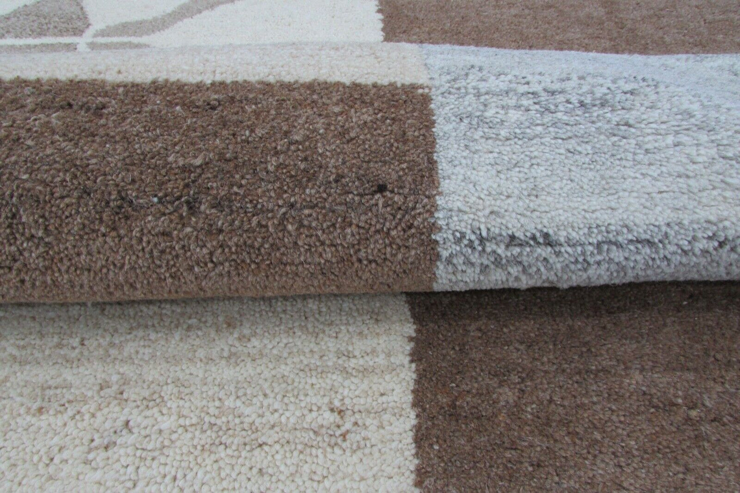 Teppich 100% Wolle Beige Braun Grau 160X230 cm Orientteppich Handgetuftet T811