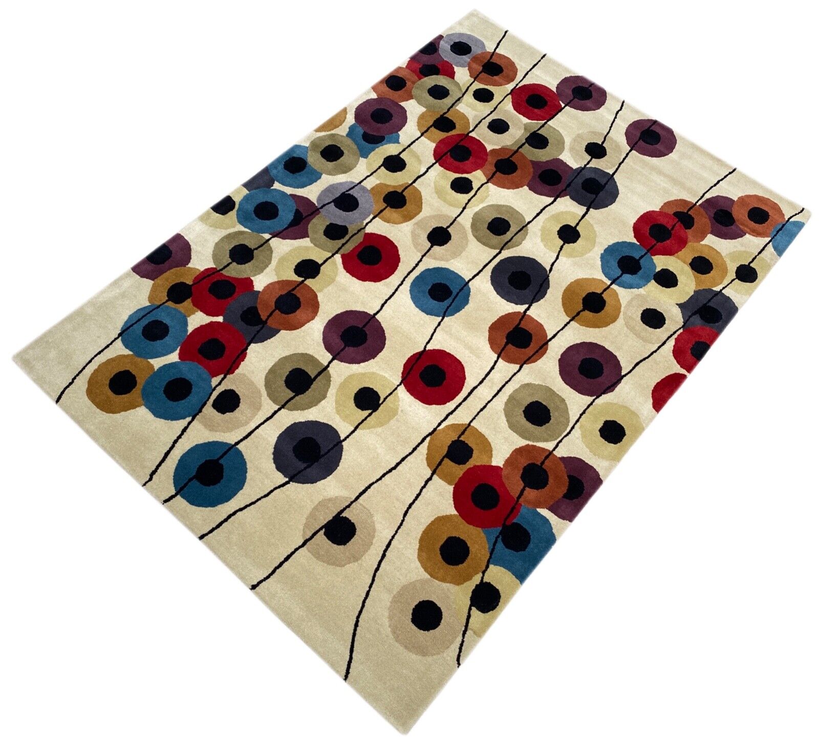 Wohnzimmer Teppich 100% Wolle Beige 200X300 cm Orientteppich Handgewebt CD 1