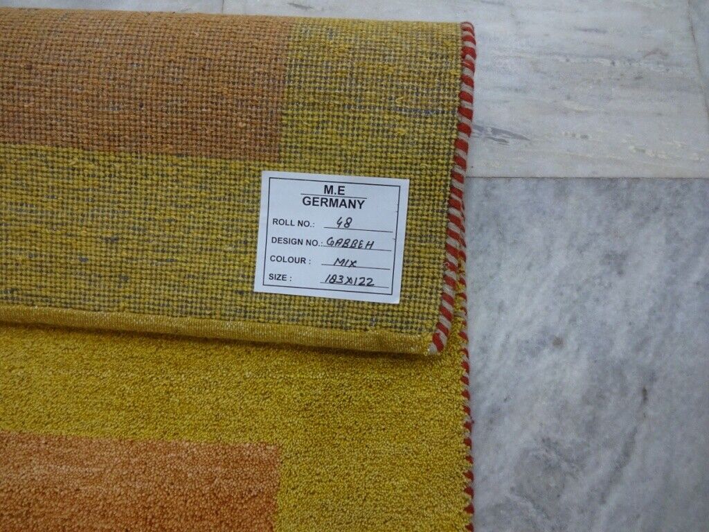 Gabbeh Teppich Handgeknüpft 100% Wolle Gold Orientteppich 122X183 CM M48