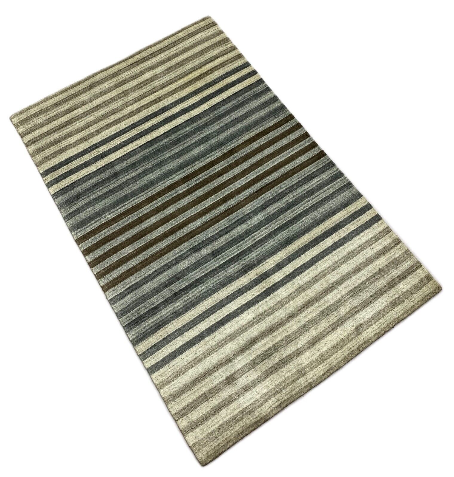 Teppich 100% Wolle Grau Silber Braun loom lori Handgewebt 120x180 cm dp Garn S45