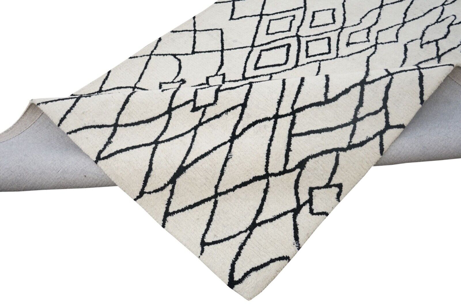 Elfenbeinfarbe Teppich 100% Wolle 160X230 cm Orientteppich Handgetuftet HT394