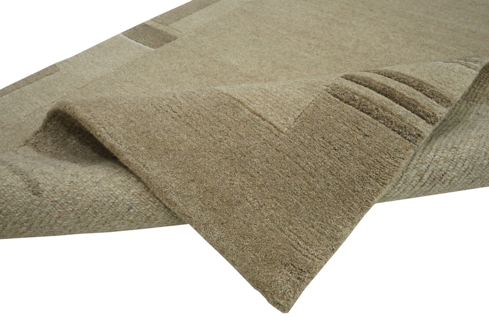 Nepal Teppich Handgeknüpft Braun Beige 100% Wolle Orientteppich 122x184 cm N754
