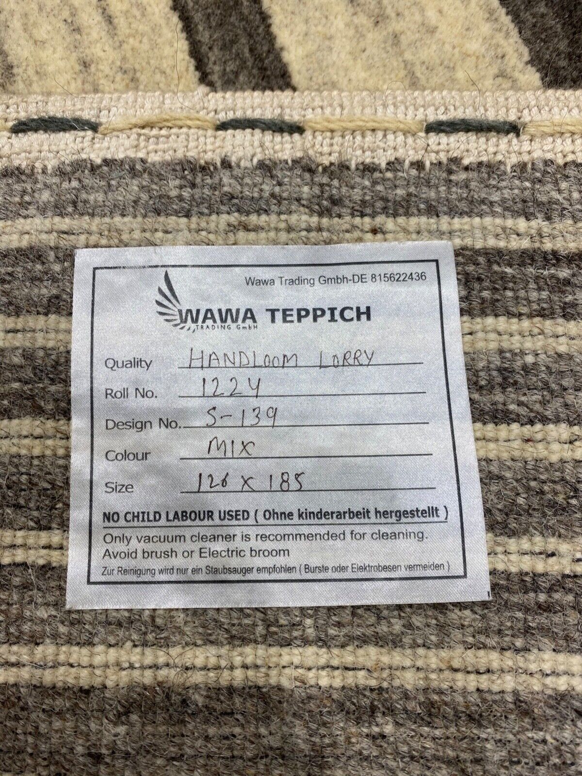 Gabbeh Teppich 100% Wolle Grau Beige loom lori Handgewebt 125x185 cm S139