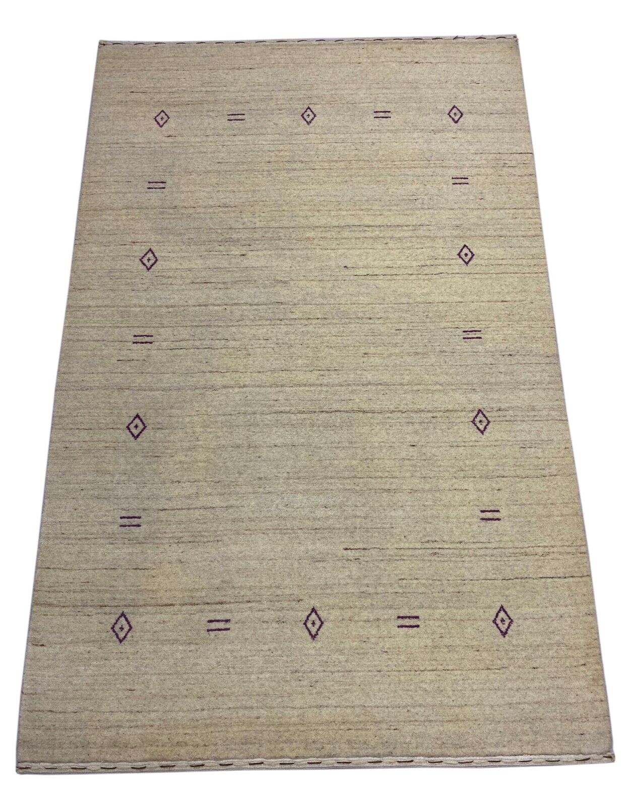 Teppich 100% Wolle Beige Grau Gabbeh lori Handgewebt 120x185 cm S145