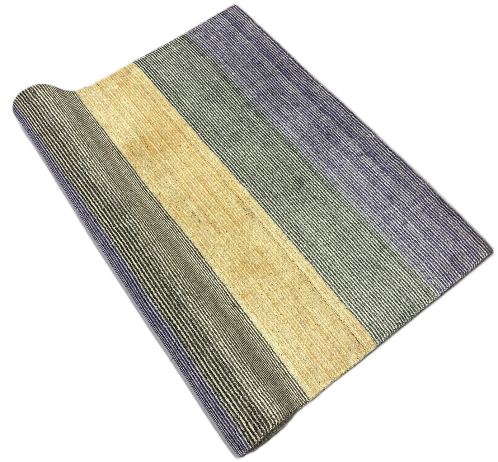 Gabbeh tepih, žuti, sivi, ružičasti, vuna, viskoza, Loom Lori, ručno tkan, 120x178 cm, S26