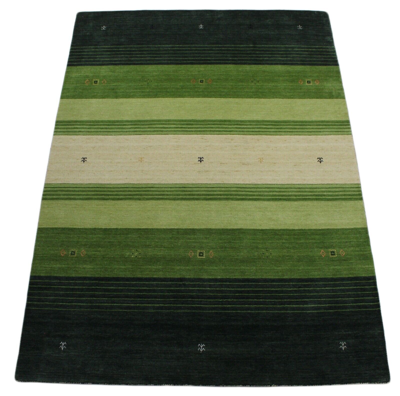 Gabbeh kilimas, žalias, 100 % vilna, 170 x 240 cm, rankomis austas rytietiškas kilimas, 500 mm