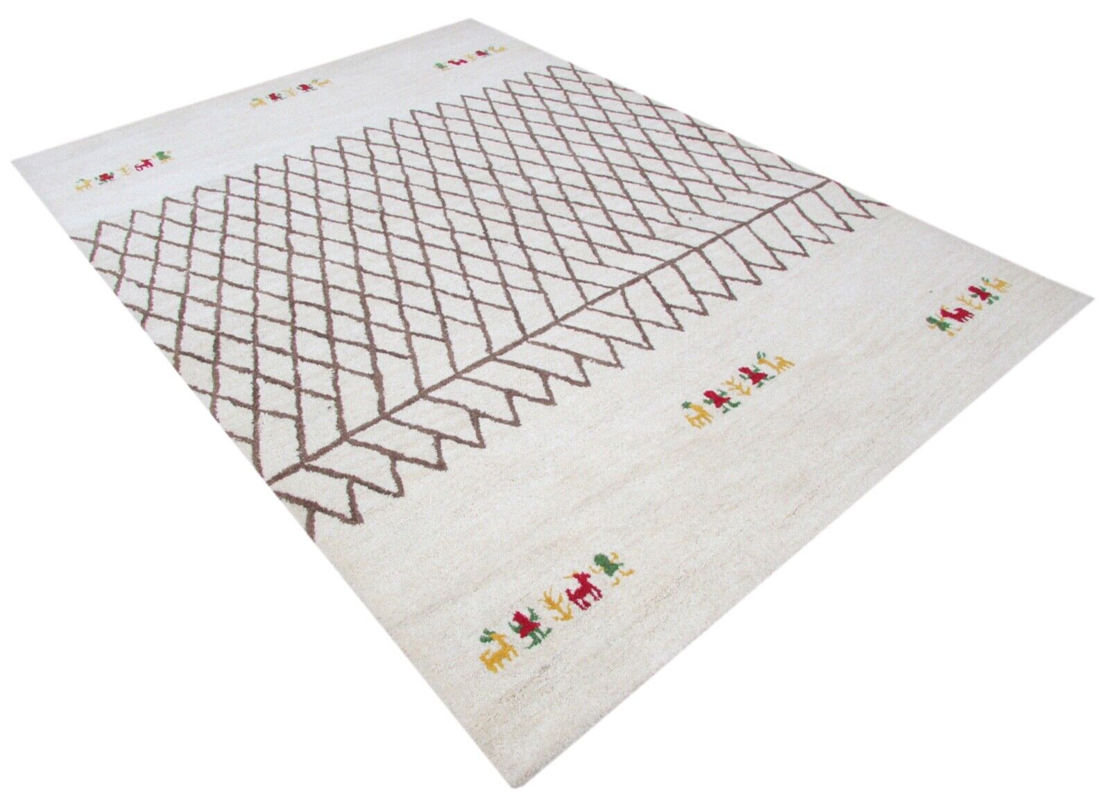 Beige-ruskea matto 100% villaa 160x230 cm käsintehty käsin tuftattu T793