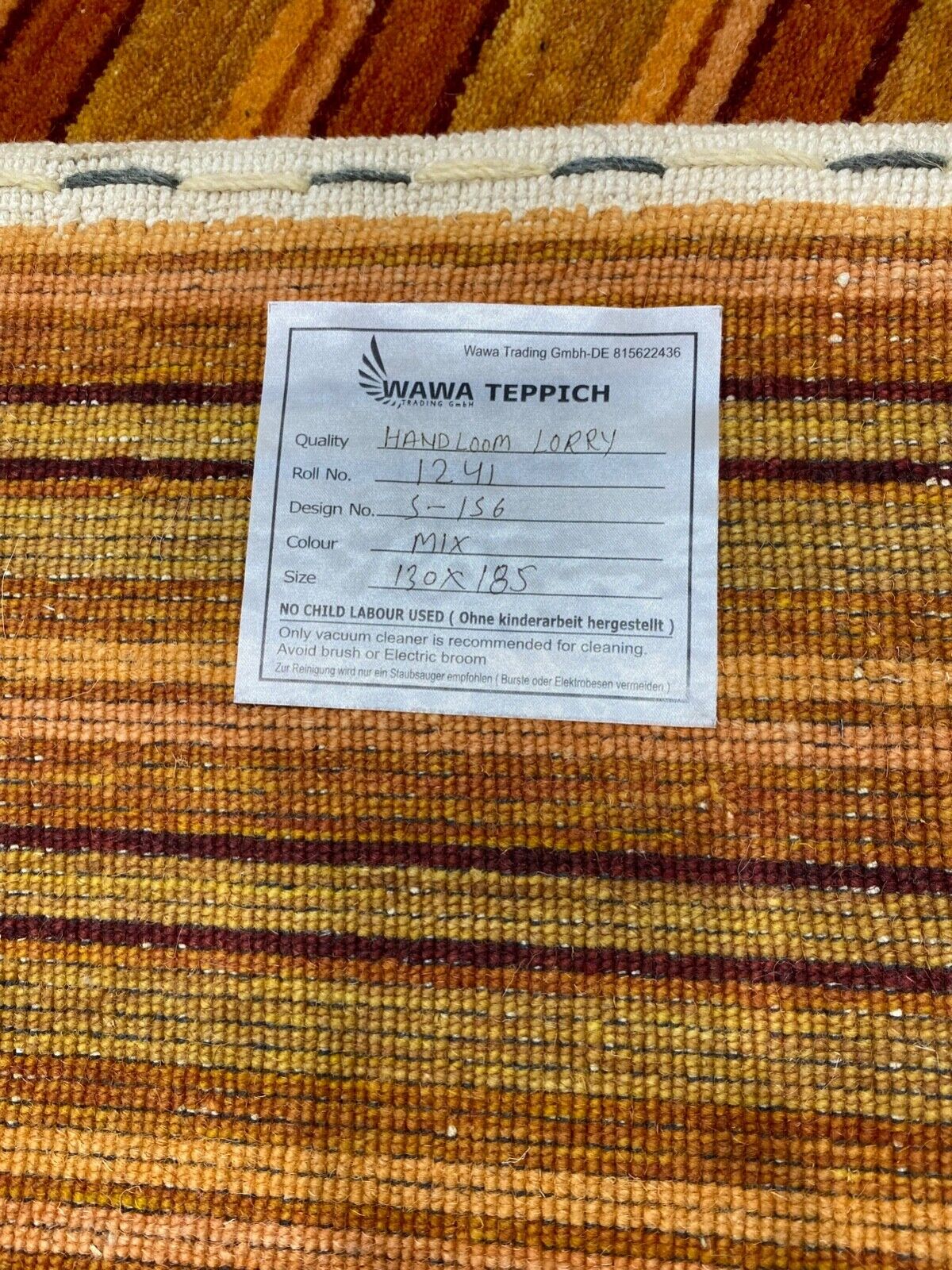 Gabbeh Teppich 100% Wolle Braun Orange Gold loom lori Handgewebt 130x185 cm S156