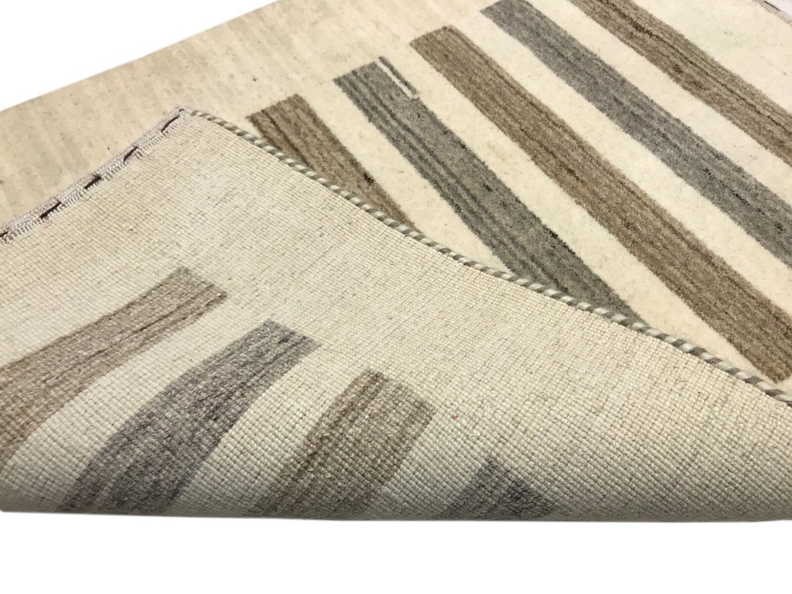 Beige Braun Brücke 100% Wolle Handgewebter Teppich Orientteppich 85X250 CM